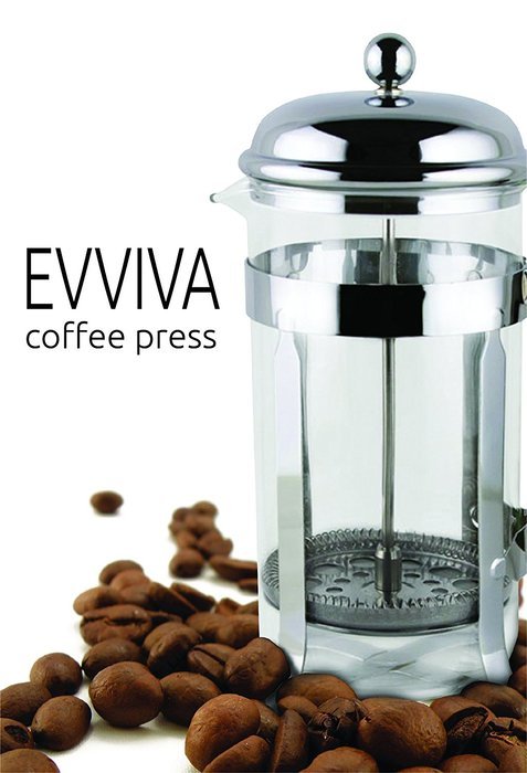 Evviva French Press with Sleek Stainless Coffee Scoop N7