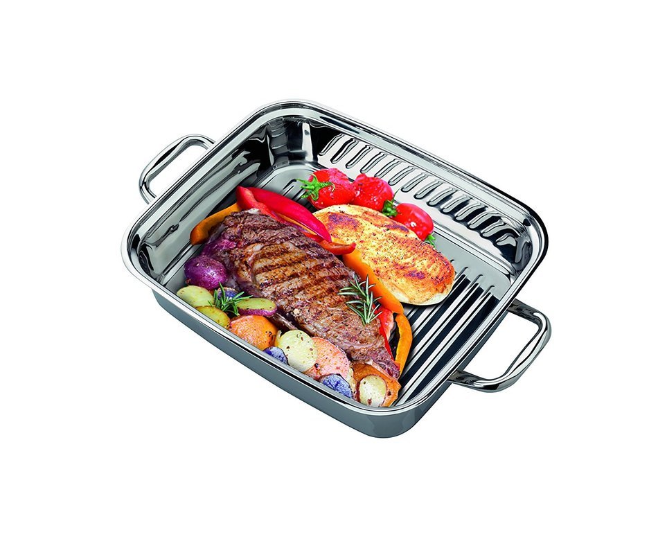 ELO Cookware Barbeque XXL Stainless Steel Kitchen Induction Cookware Roaster with Stainless Steel Grill Insert... N3