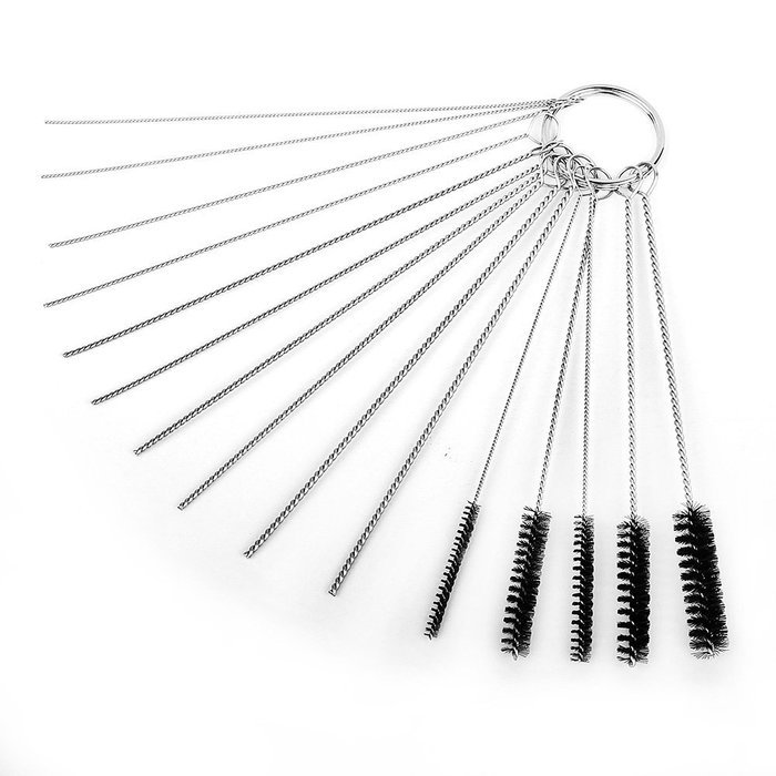 Anntlent 4 Inch Nylon Tube Brush Cleaning Set Carburetor Carbon Dirt Jet Remove 10 Cleaning Needles + 5 Brushes... N2