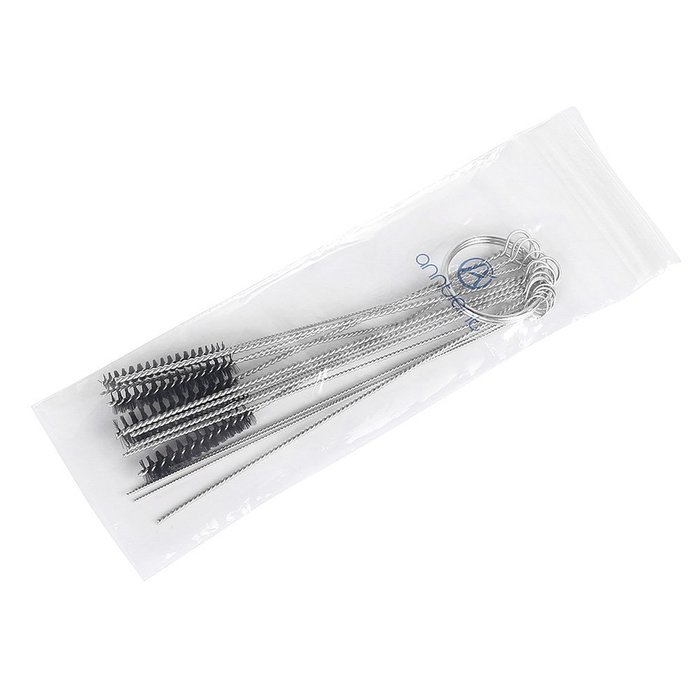 Anntlent 4 Inch Nylon Tube Brush Cleaning Set Carburetor Carbon Dirt Jet Remove 10 Cleaning Needles + 5 Brushes... N3