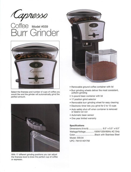 Capresso Coffee Burr Grinder N4