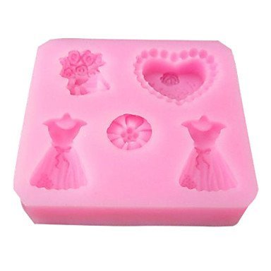 Y&XL&H Wedding Love Full Dress Baking Fondant Cake Choclate Candy Mold,L8.3cmW7.7cmH1.8cm N3