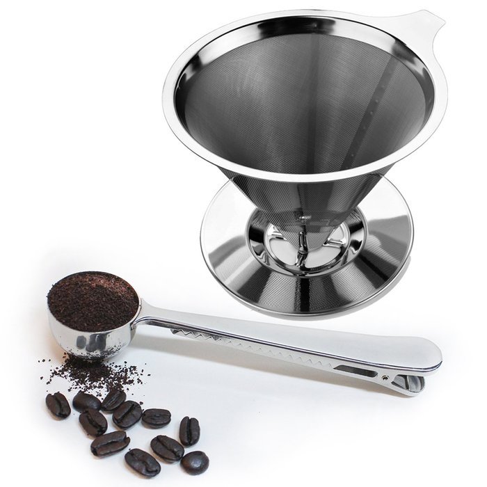 Coffee Dripper, Peyou Stainless Steel Pour Over Coffee Dripper, Reusable Double Layer Mesh Filter Design, Single... N7