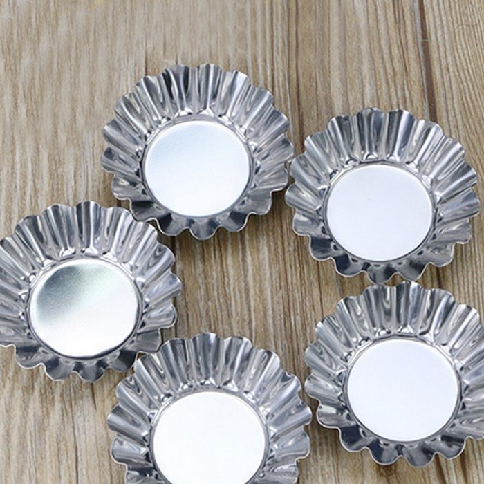 HMLifestyle-10pcs/lot Silver Round Stainless Steel Egg Tart Pudding Chocolate Cupcake Cake Mold Mould Makers for...