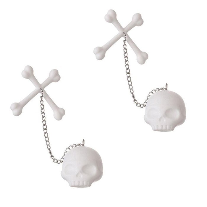 Coolrunner Silicone Tea Bones Skull Tea Infuser Filter Diffuser Loose Leaf Leaves Silicone Tea Strainer 2 pcs N7