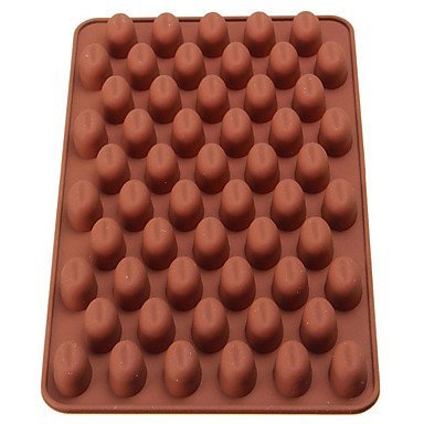 Sher 1 pc 55 Holes Coffee Bean Shape Chocolate Mold Silicone 3D Coffee Beans Chocolate Mold Non-Stick Cake Mold N3