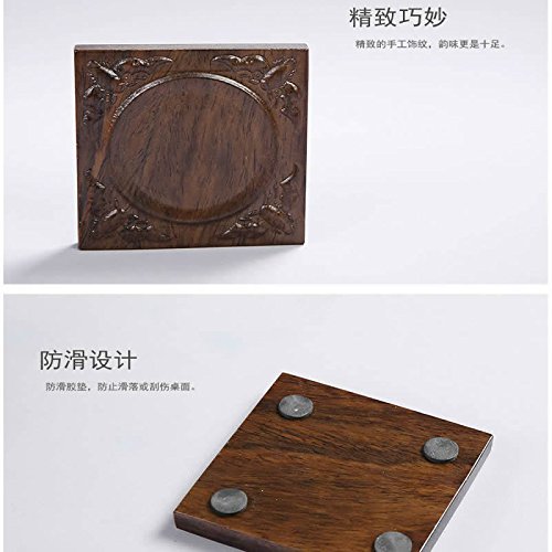 CCWY Ebony Quartet coaster solid wood Tea Cup Saucer heavy insulation Kung Fu tea ceremony accessories wholesale