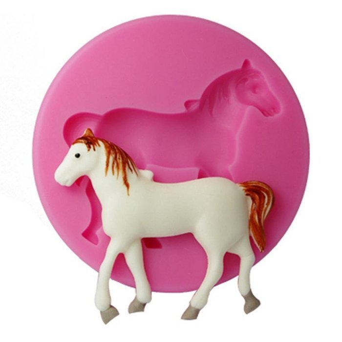 FOUR-C Silicone Cupcake Mold Horse Embossing Mould Cupcake Decoration Color Pink N3