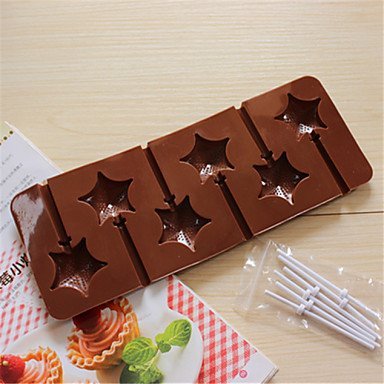 Sher Bakeware Silicone Star Shaped Baking Molds for Chocolate Lollipop N2