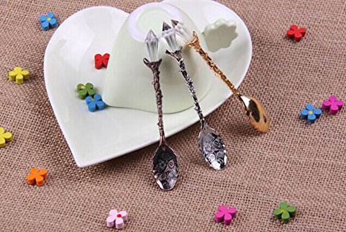 Pack of 6 BeautyMood Retro Vintage Palace Style Decorative Coffee Tea Spoon Scoop Holes（Gold & Silver & Bronze） N7