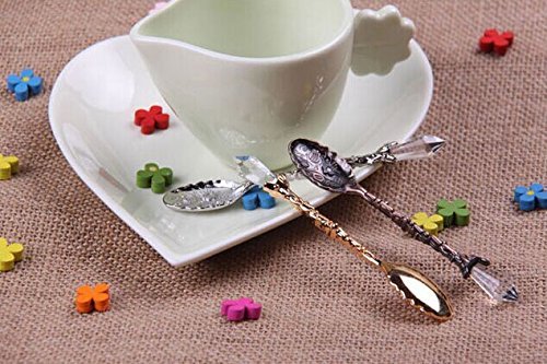 Pack of 6 BeautyMood Retro Vintage Palace Style Decorative Coffee Tea Spoon Scoop Holes（Gold & Silver & Bronze） N8