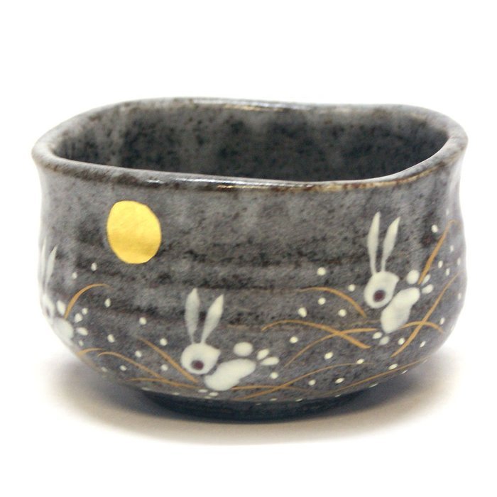 Japanese Matcha Bowl Rabbit KUTANI YAKI(ware) N4