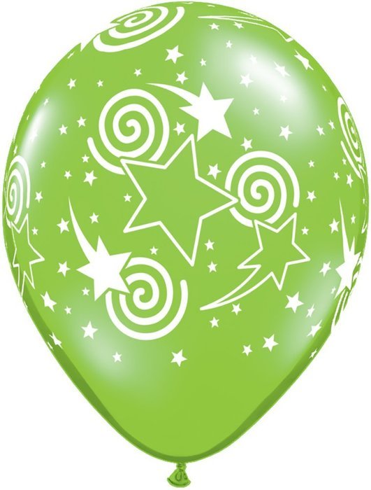 Pioneer Balloon Company 50 Count Swirling Star-A-Round Latex Balloon, 11", Assorted N6