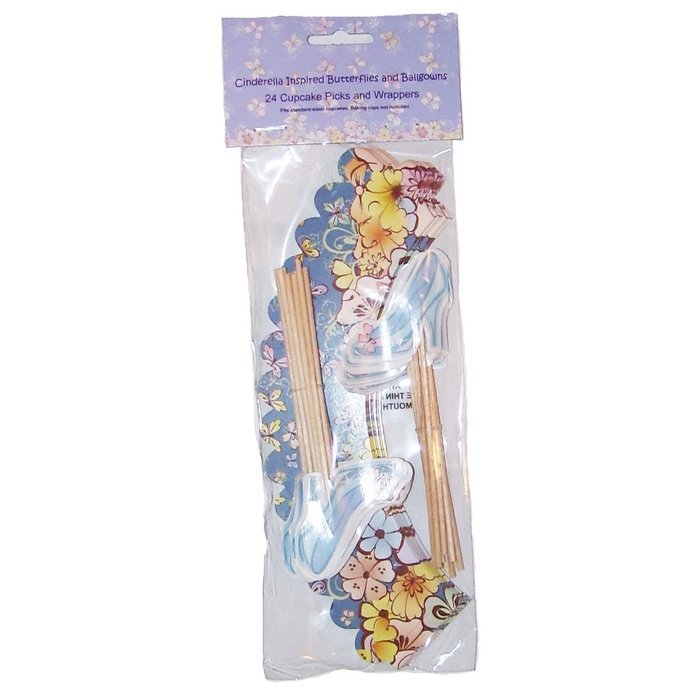 24 Cinderella Inspired Butterflies and Ballgowns Cupcake Picks and Cupcake Wrappers N3