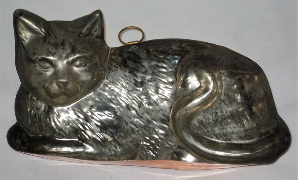 Coppertone & Tin Large Cat 10 x 6 x 2 1/2 Inch Jell-O Mold Cake Baking Pan