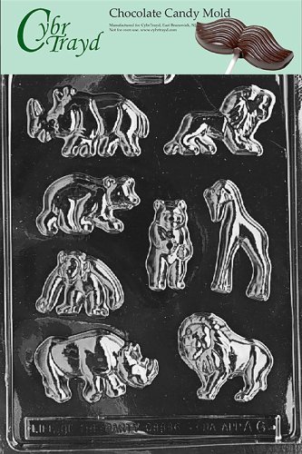 Cybrtrayd A006 Wild Animals Chocolate Candy Mold with Exclusive Cybrtrayd Copyrighted Chocolate Molding Instructions