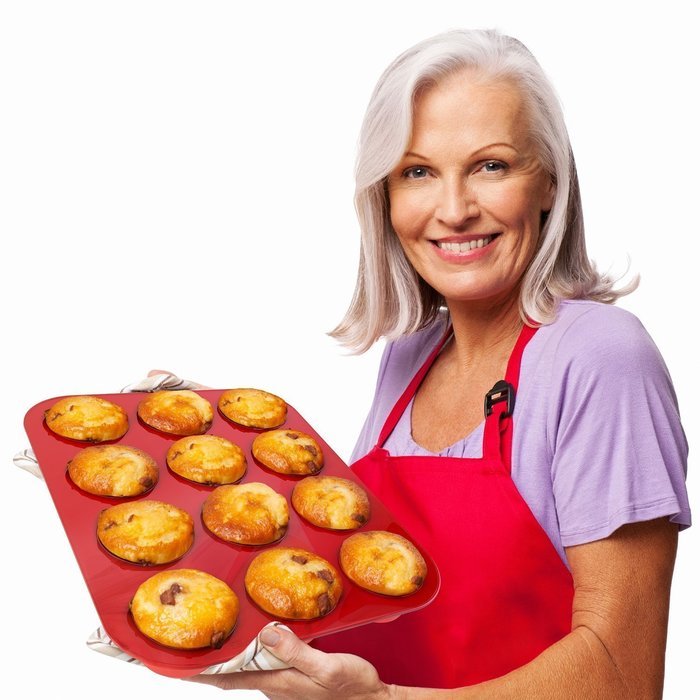 E-Light 12 Cup Silicone Muffin & Cupcake Baking Pans, Non-Stick, Easy To Clean, Oven / Microwave / Dishwasher... N4