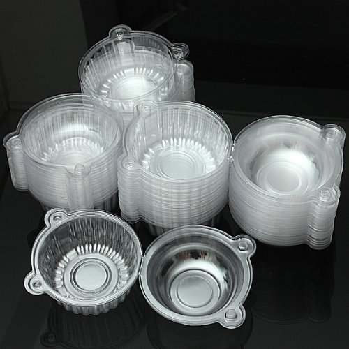UR Bakeware 100Pcs Round Clear Cupcake Muffin Cookie Food Box Holder Container