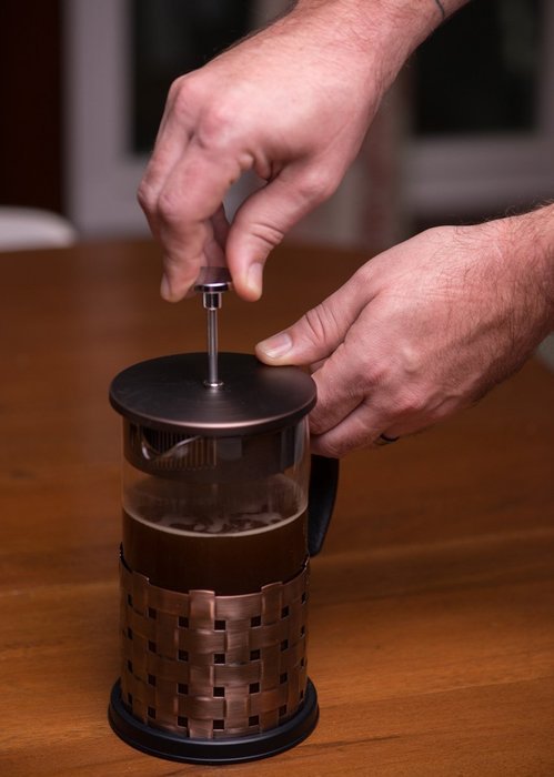Gourmet 1 Liter Matte Copper French Press Coffee Brewer with Woven Design