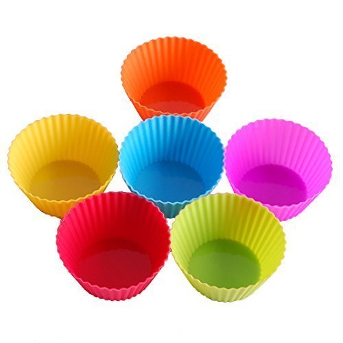 Fanhome Muffin Baking Cups Molds Cupcake Liners Reusable Silicone (24 Pack, 6 Colors) N2