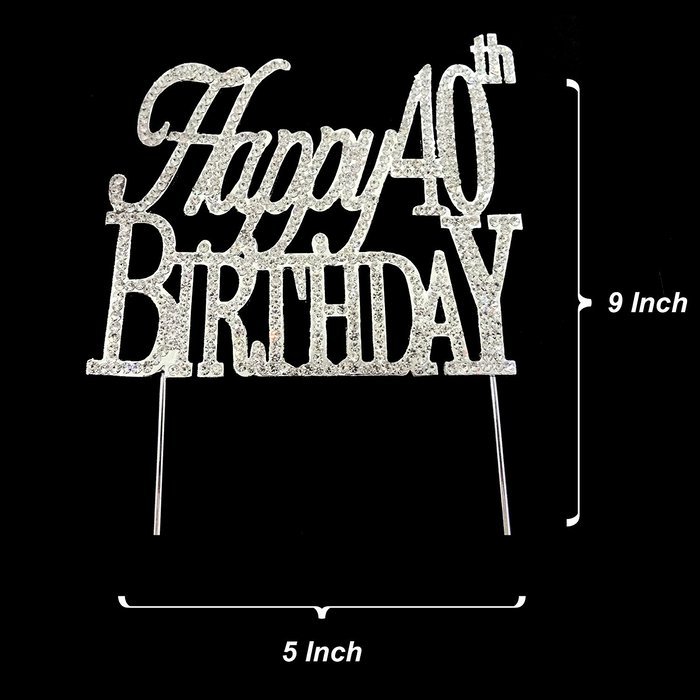 Happy 60th Birthday Rhinestone Crystal Cake Topper Silver, Numbers, Letters for Wedding, Birthday, Anniversary... N28