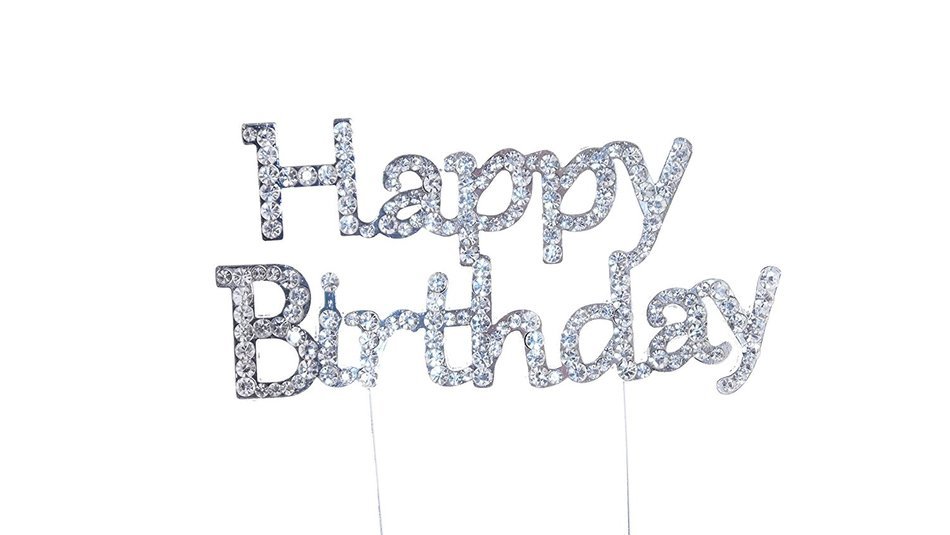 Happy 60th Birthday Rhinestone Crystal Cake Topper Silver, Numbers, Letters for Wedding, Birthday, Anniversary... N30