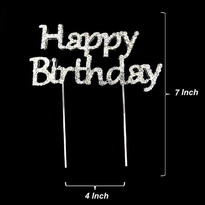 Happy 60th Birthday Rhinestone Crystal Cake Topper Silver, Numbers, Letters for Wedding, Birthday, Anniversary... N31