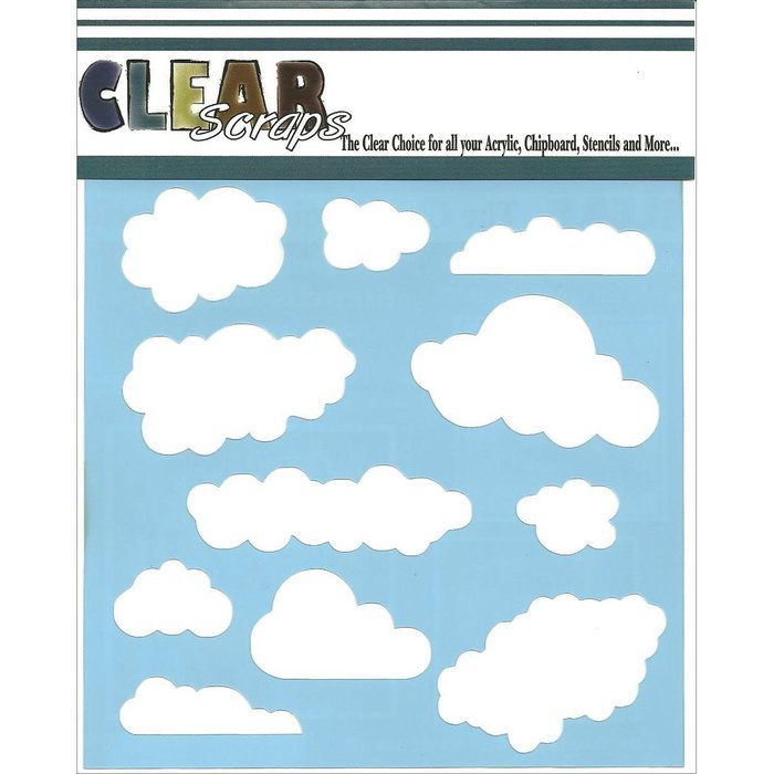 Clear Scraps CSSM6-CLOUD Translucent Plastic Film Stencil, Clouds, 6-Inch x 6-Inch