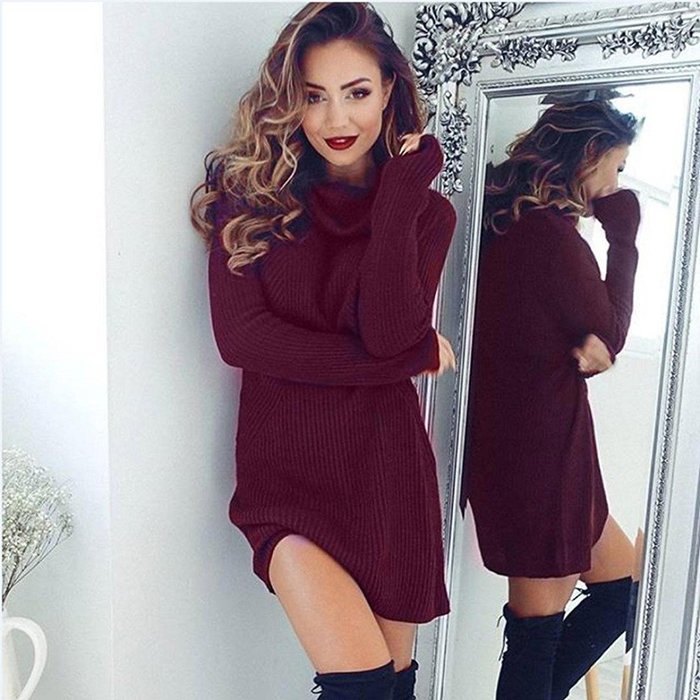High-necked Sweater Dress,Morecome Womens Casual Long Sleeve Jumper Turtleneck Sweaters N26