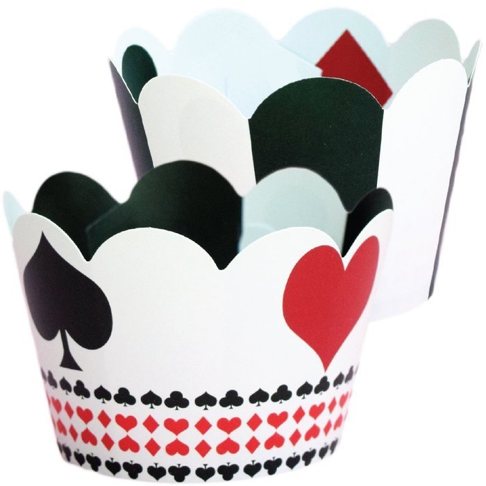 Vegas Casino Cupcake Wrappers, Black and White Striped, Confetti Couture Party Supplies, 36 Wraps N2