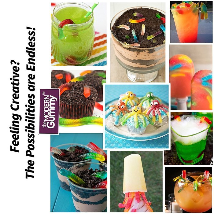 NEW PURE LFGB Grade Silicone Gummy Worm Mold by The Modern Gummy + Dropper + RECIPE PDF | No Plastic Fillers,... N10