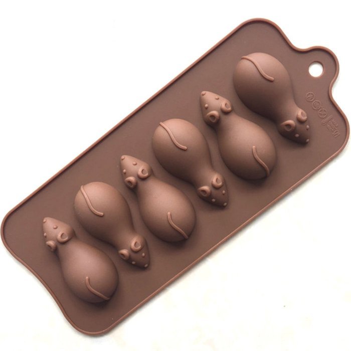 Always Your Chef 6-Cavity Silicone Little Mice Chocolate Candy Making Molds, Baking Cups for Jello, Gummy, Candle... N2