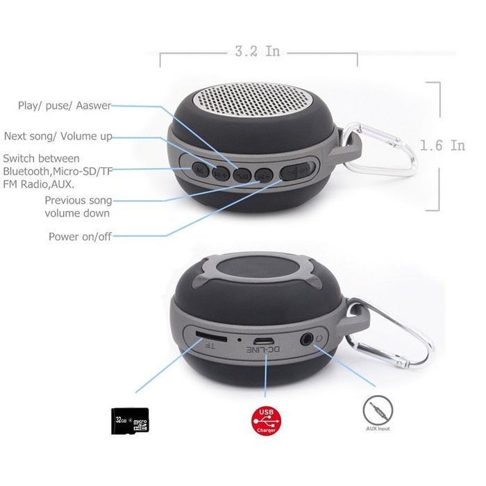 Portable Wireless Speaker, Sanwo Mini Bluetooth Speaker 5W with Bass Loud Outdoor for Hiking, Cycling, Bicycle... N5