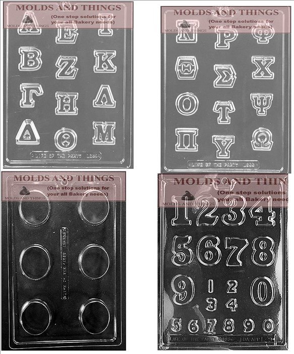 Greek Letters roman letter and numbers chocolate candy mold, plain cookie Chocolate candy mold with &copy; molding...