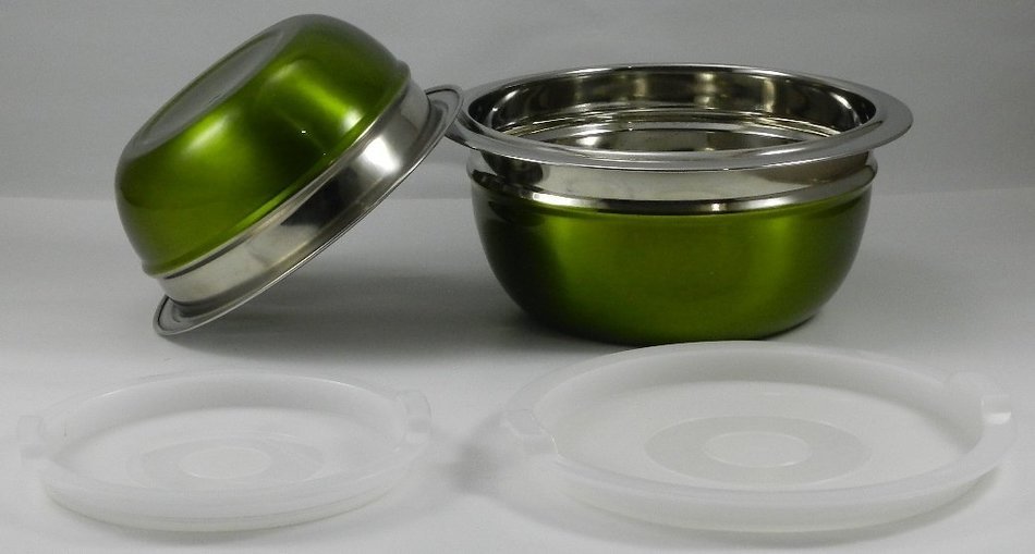 Stainless Steel 4-Piece Mixing/Storing Bowl Set with Lids (Blue) N11