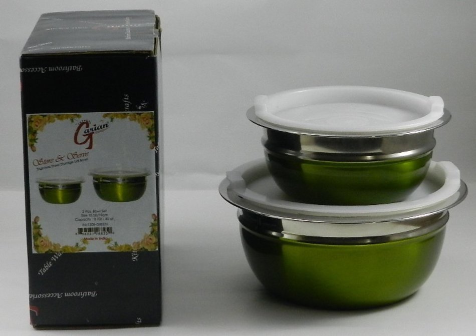 Stainless Steel 4-Piece Mixing/Storing Bowl Set with Lids (Blue) N12