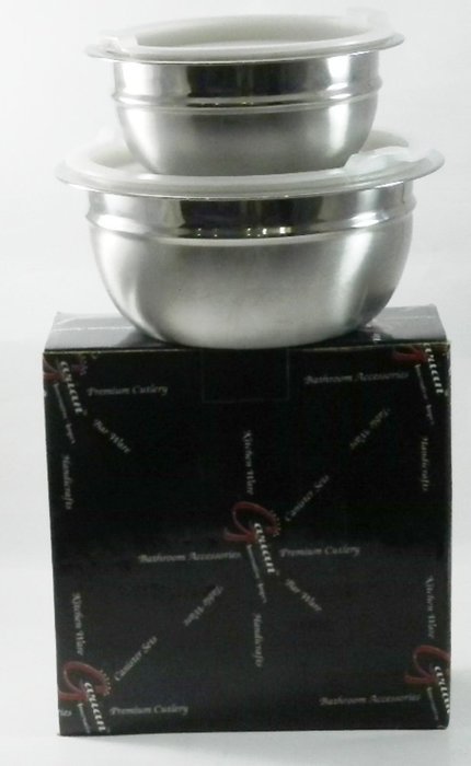 Stainless Steel 4-Piece Mixing/Storing Bowl Set with Lids (Blue) N14