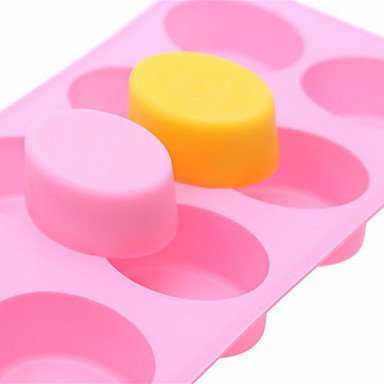 Y&XL&H 8-Cavity Oval Soap Mold Silicone Chocolate Mould Tray Homemade Muffin Making(Random Color) N5