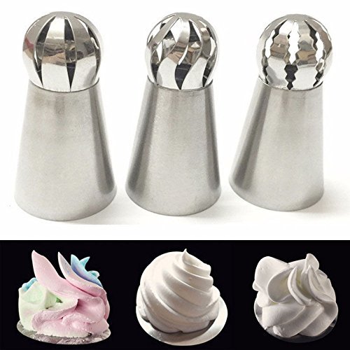 Pastry Tools 3 Piece Cake Decorating Supplies New Sphere Ball Tips Russian Icing Piping Nozzles Tips Pastry Cupcake N2
