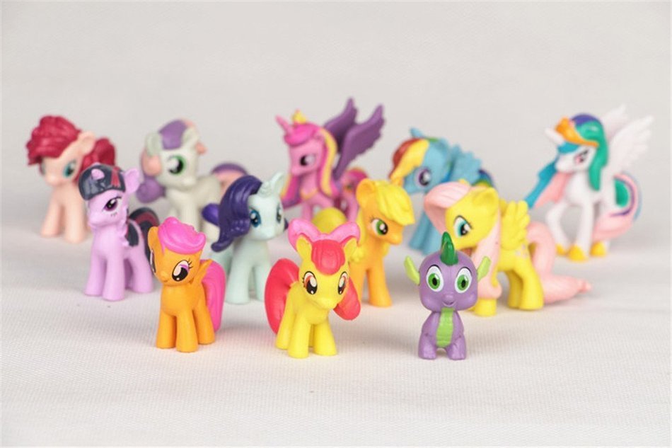 OliaDesign 12 Piece Little Pony PVC Toy Cake Topper Twilight Sparkle Figure Set, Multicolor N2