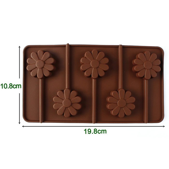 Home.lolo Silicone Mold Lollipop Shaped 5 Cavities Chocolate Cake Baking Pan DIY SCM01A-01 N3