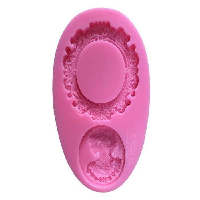 FLY 3D Picture Frame and Woman Head Fondant Cake Silicone Mold,Pink N4
