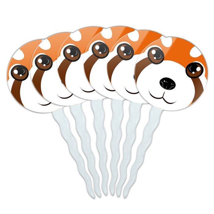 Set of 6 Cupcake Picks Toppers Decoration Animals - Sloth Face N32