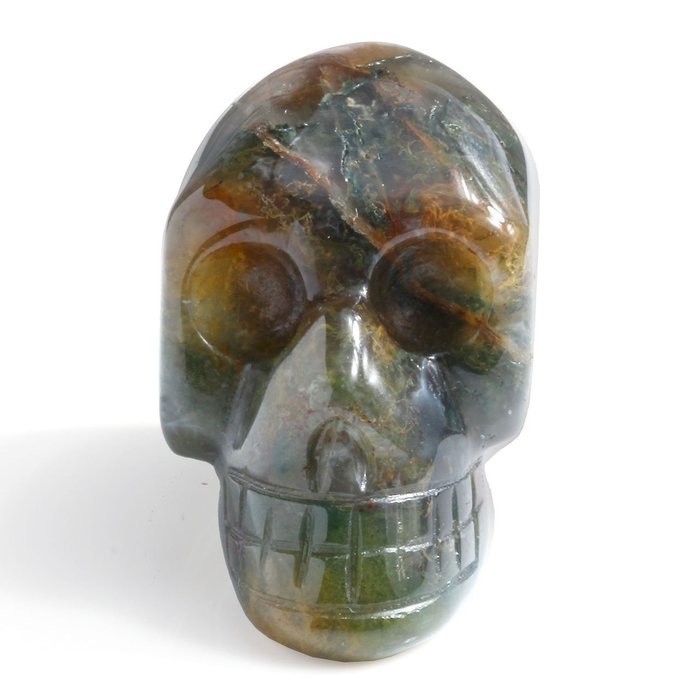 JOVIVI Hand Carved Natural Gemstone Healing Reiki Skull Head Statue Figurine 1.5 inches w/Box (Turquoise) N21