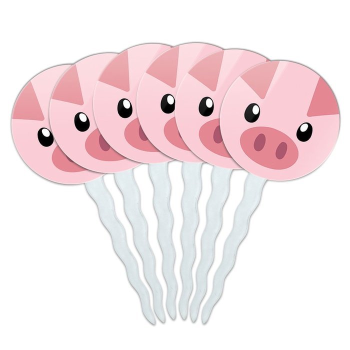 Set of 6 Cupcake Picks Toppers Decoration Animals - Sloth Face N36