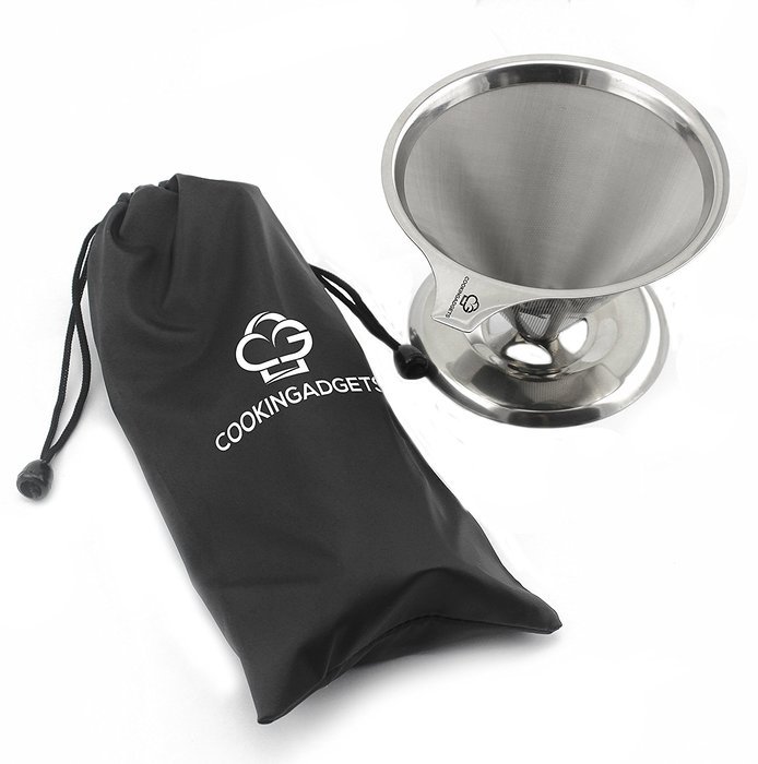 CookinGadgets Manual Ceramic Burr Coffee Grinder & Paperless Pour Over Coffee Dripper Set | Stainless Steel N2