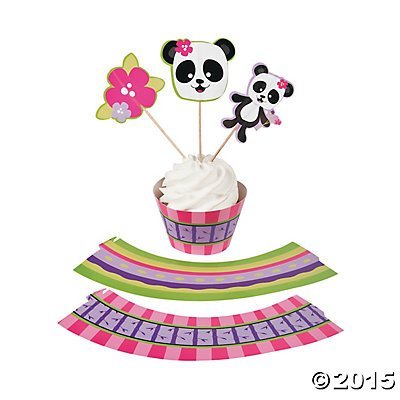 Panda Party Cupcake Wrappers with Picks - Makes 50