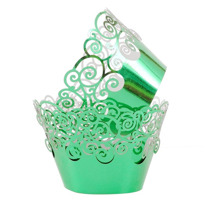 Aiyaya Filigree Artistic Muffin Case Cupcake Paper Cup Liners Little Vine Lace Laser Cupcake Wrappers for Wedding... N22