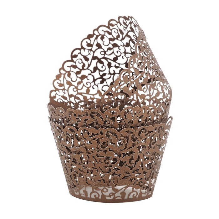 Aiyaya Filigree Artistic Muffin Case Cupcake Paper Cup Liners Little Vine Lace Laser Cupcake Wrappers for Wedding... N23