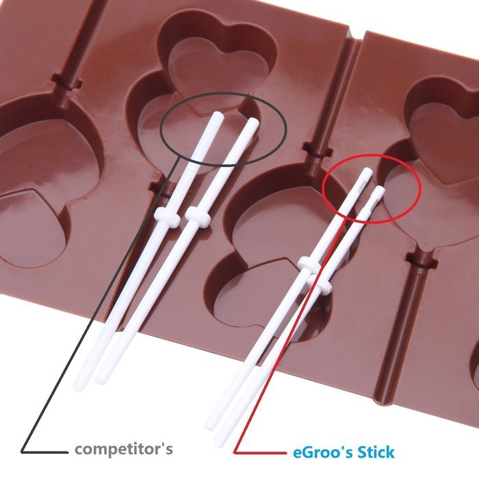 eGroo&reg; Silicone Candy Molds & Ice Cube Trays - Hard Candy Lollipop Mold with Sticks DIY 3d Chocolate Fondant Mould... N7